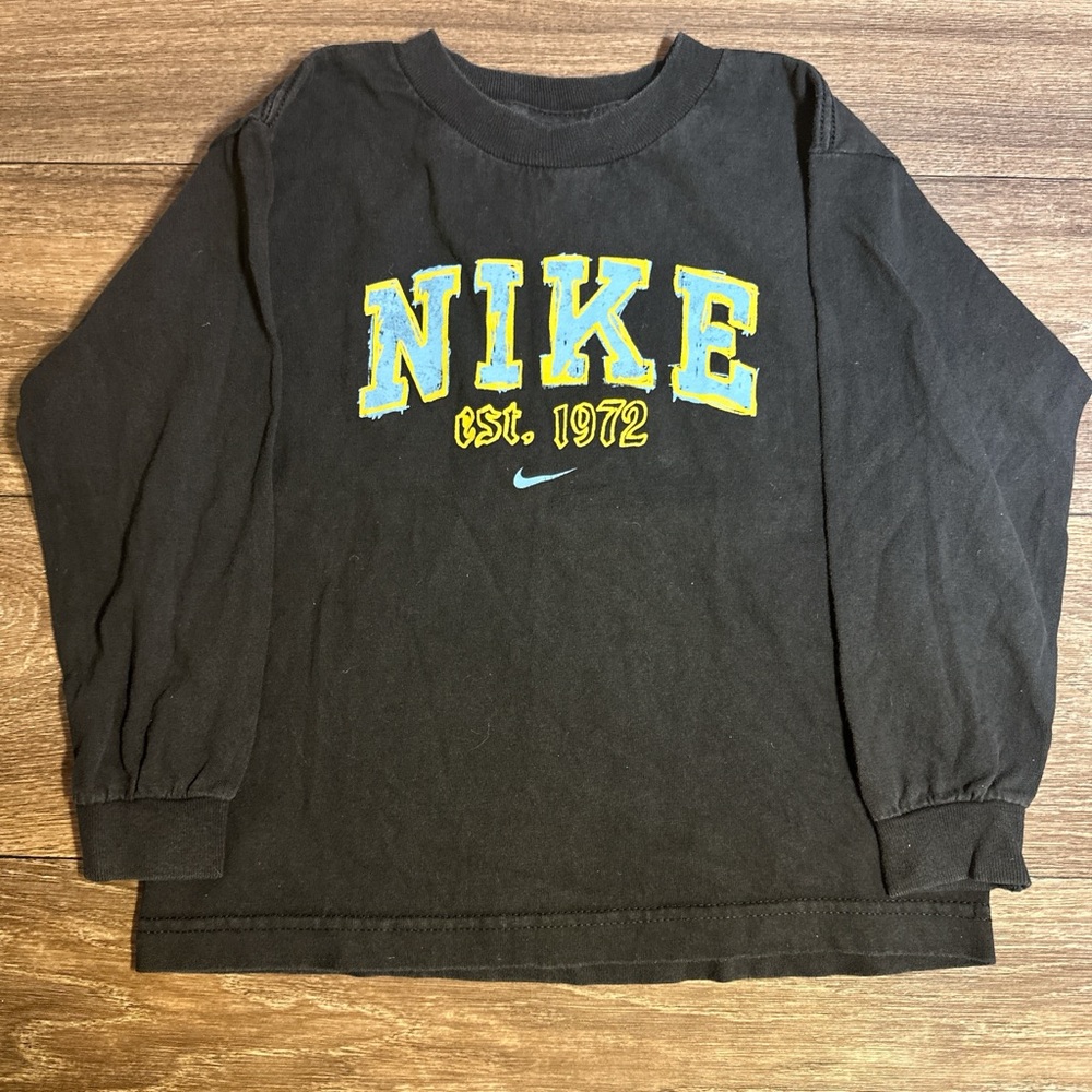 Vintage Team Nike Swoosh Black Toddler Long Sleeve Shirt Sz 6t
